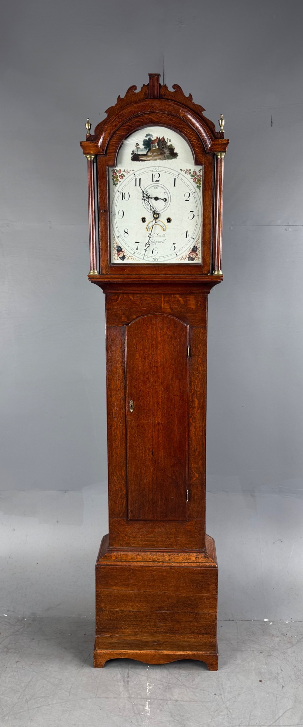 19th century oak grandfather clock by Thomas Smith Ridgewell