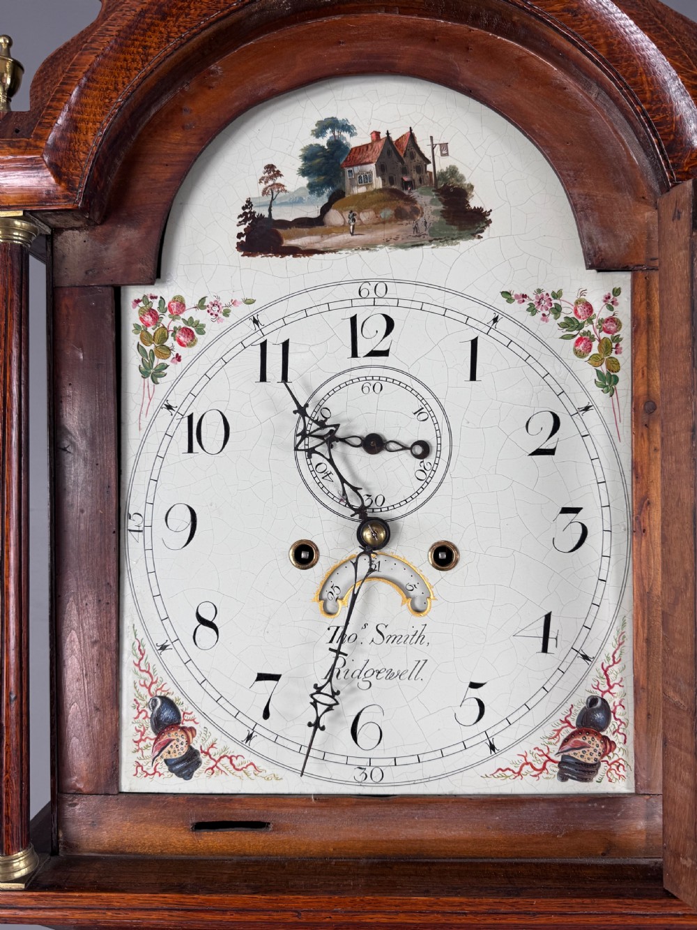 19th century oak grandfather clock by Thomas Smith Ridgewell View VIII