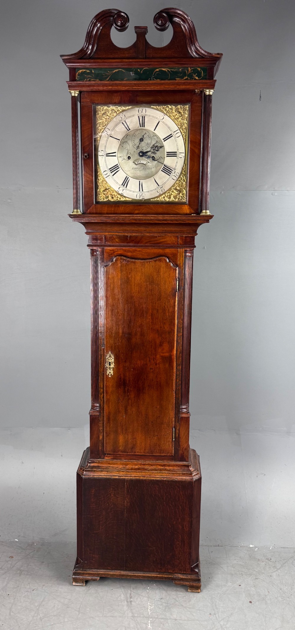 18th century oak grandfather clock Thomas Ashton Macclesfield 