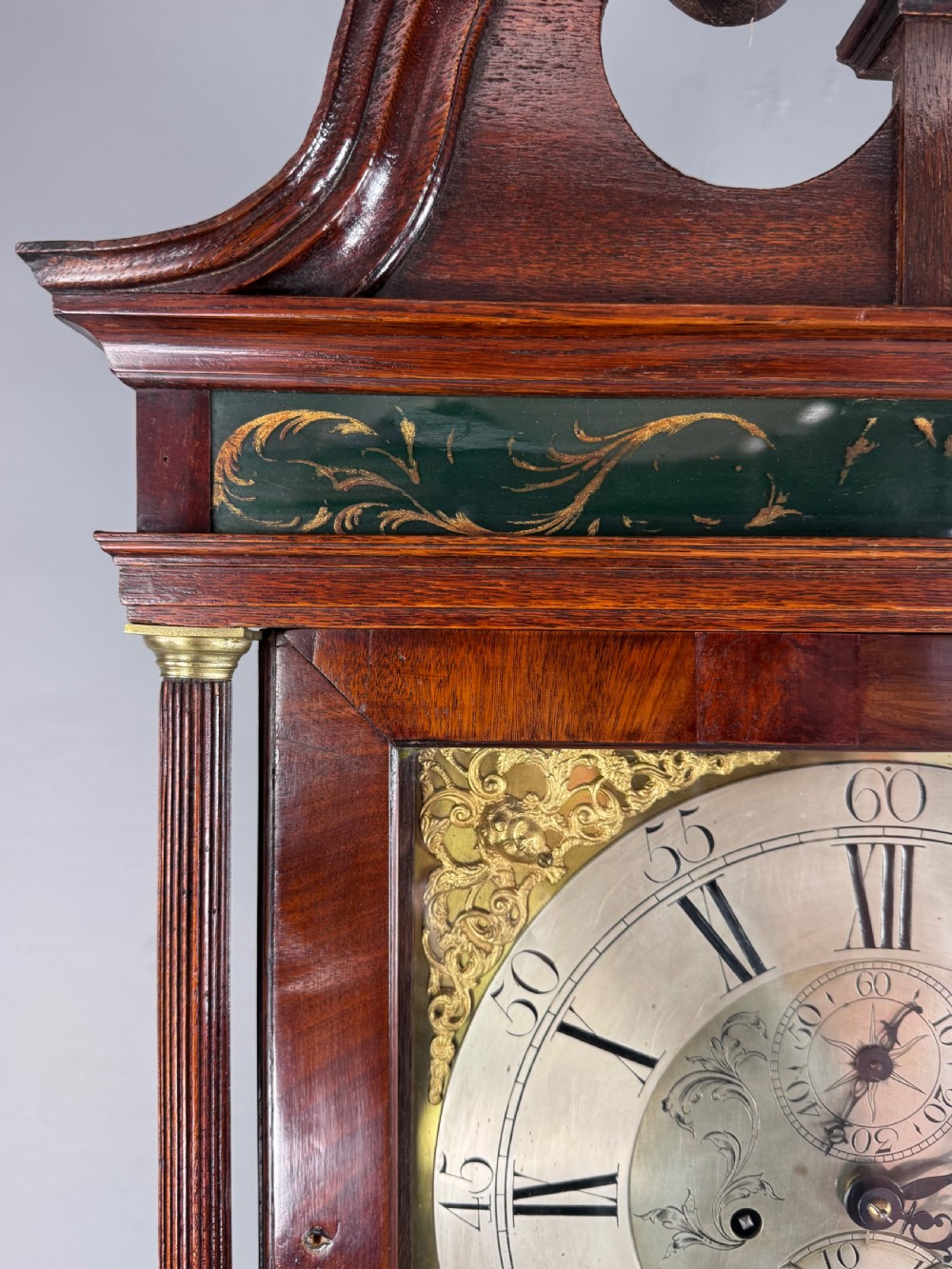 18th century oak grandfather clock Thomas Ashton Macclesfield  View III