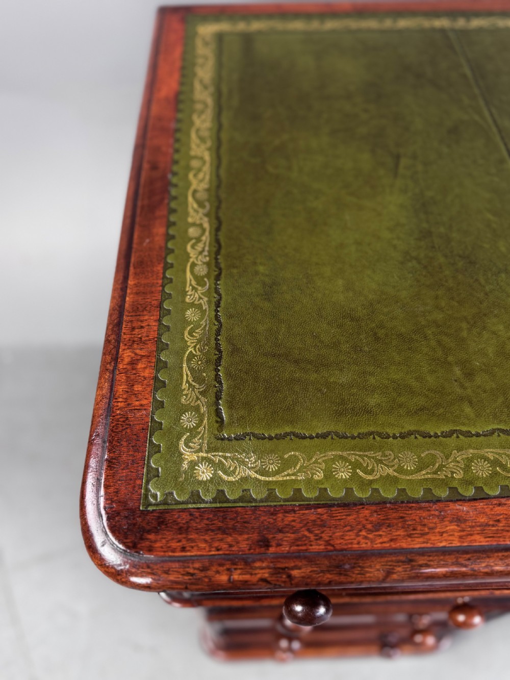 Victorian mahogany pedestal knee hole desk  View V
