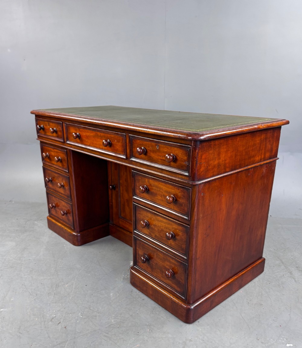 Victorian mahogany pedestal knee hole desk  View VI