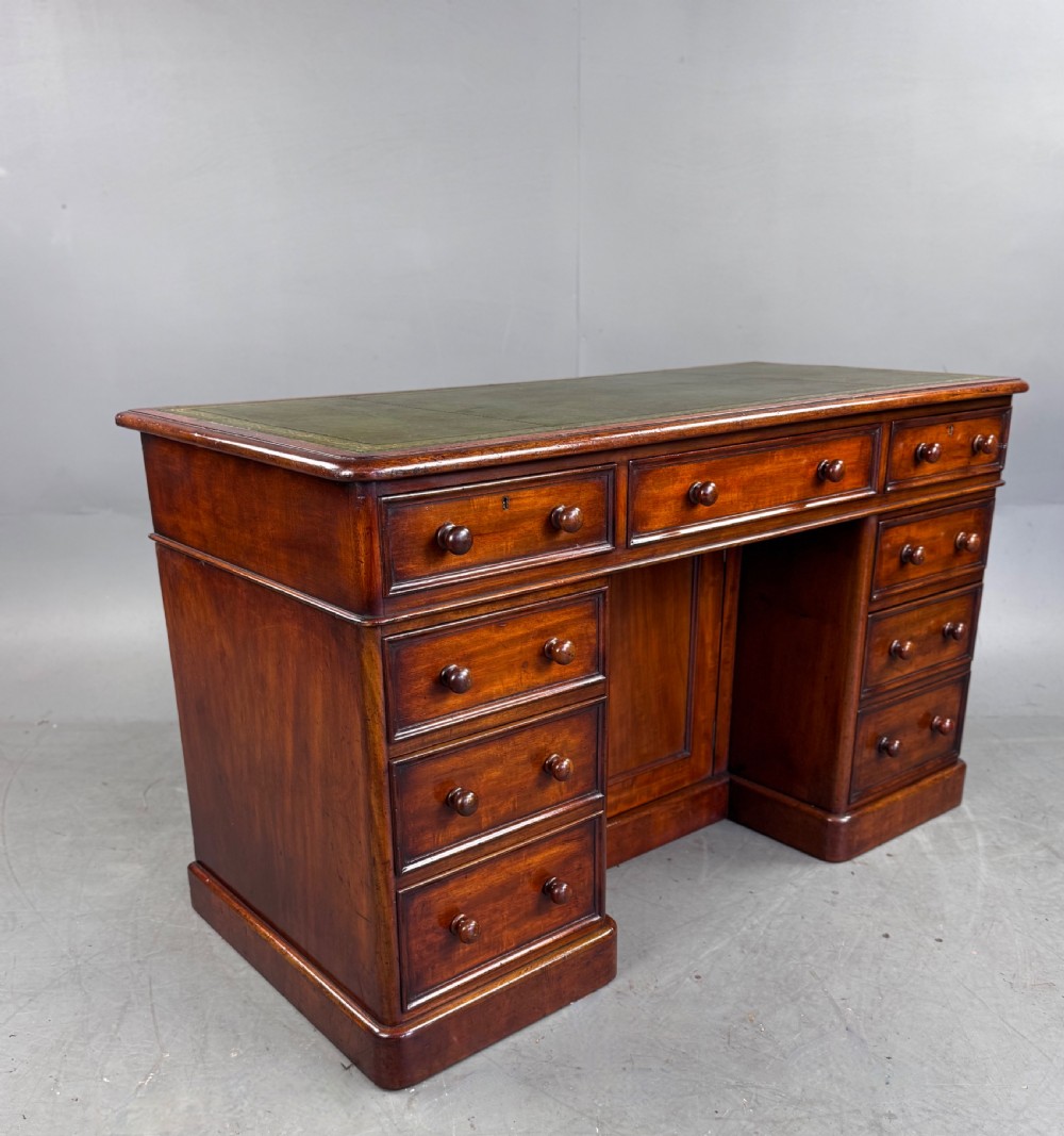 Victorian mahogany pedestal knee hole desk  View VII