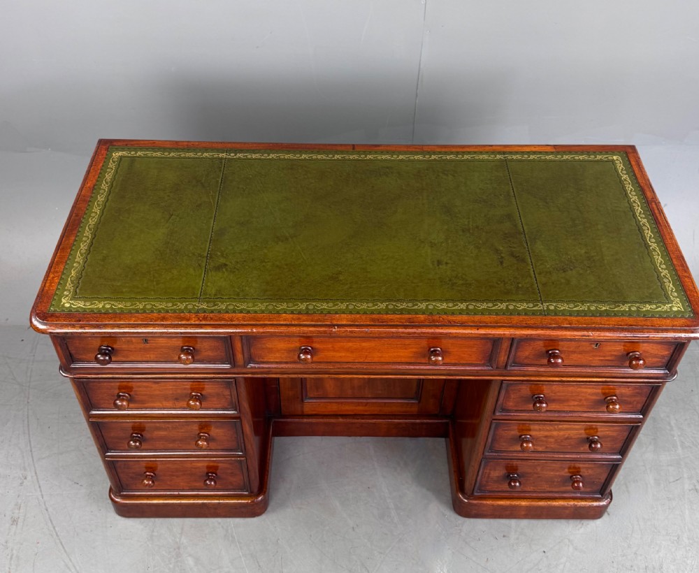 Victorian mahogany pedestal knee hole desk  View IX