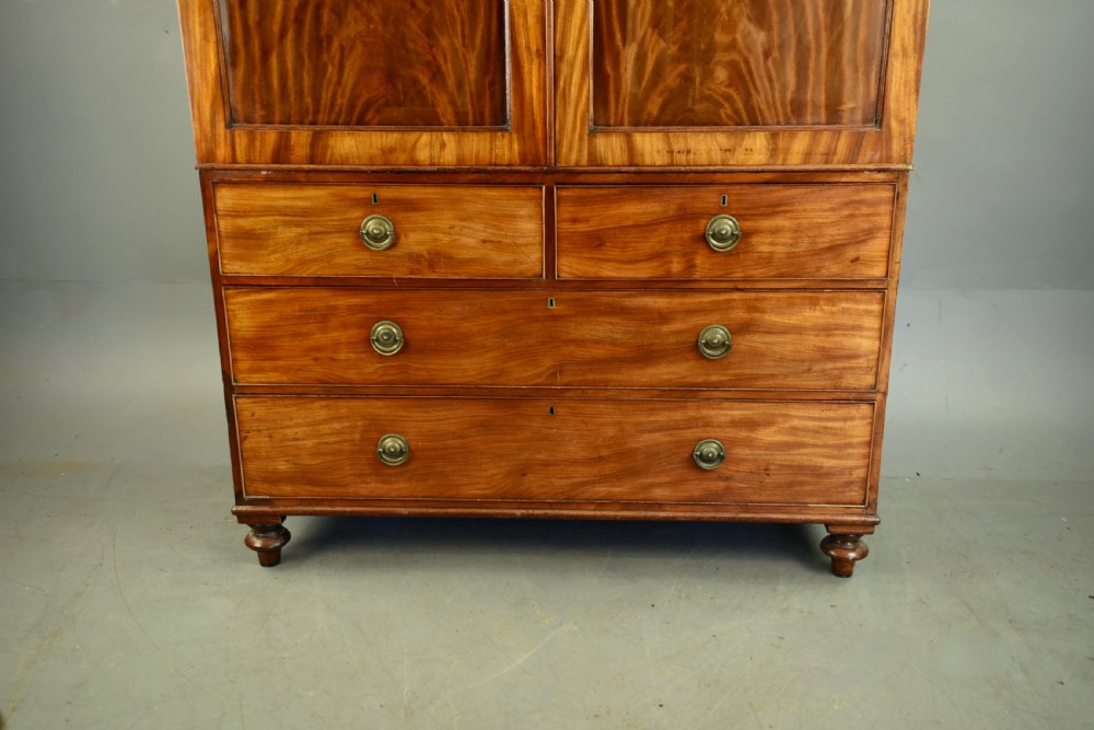 Georgian mahogany Gentleman's wardrobe  View II