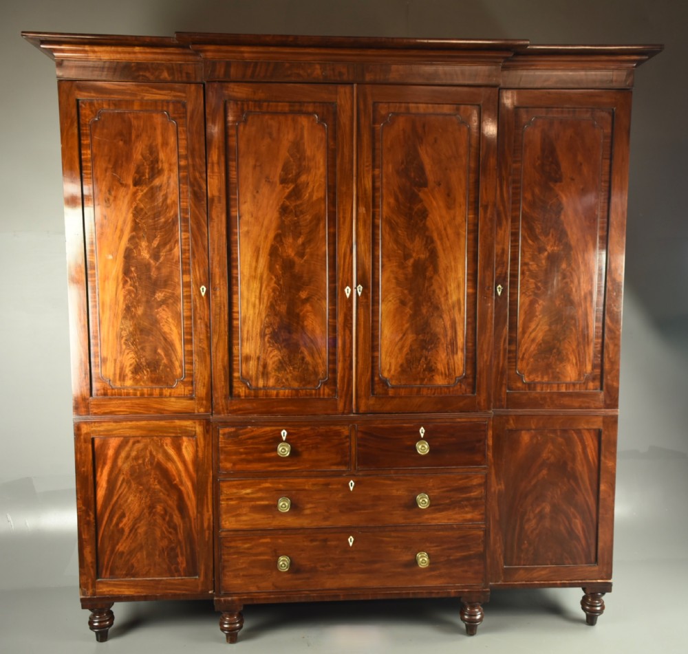 Georgian breakfront four door compactum wardrobe 
