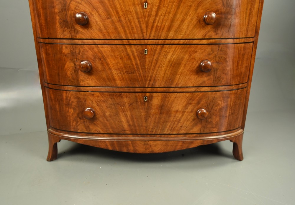 Large Regency mahogany bow front chest of drawers  View III