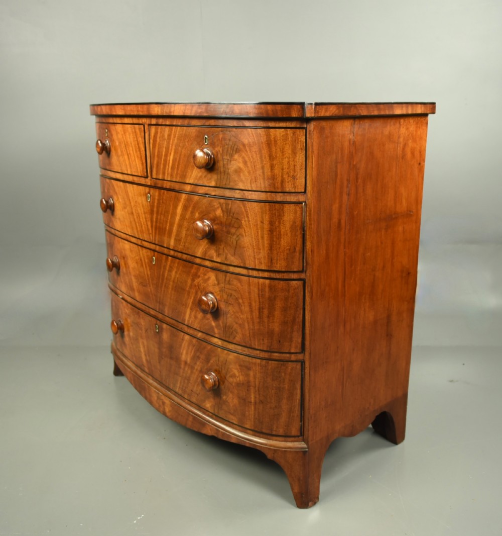 Large Regency mahogany bow front chest of drawers  View IV