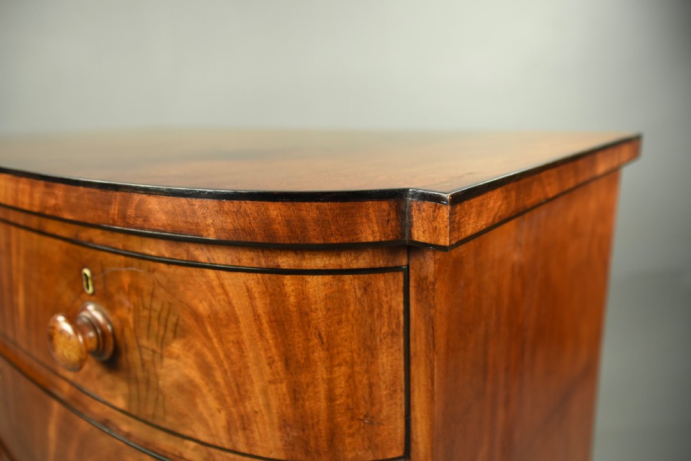 Large Regency mahogany bow front chest of drawers  View VI