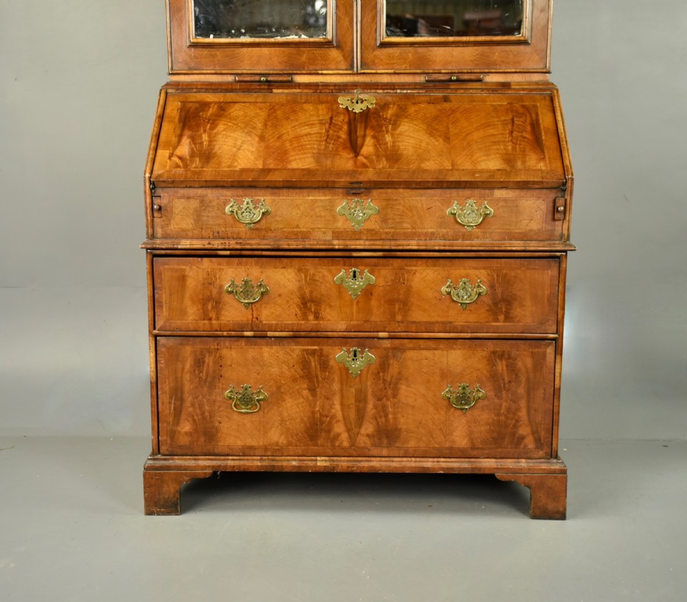 Queen Anne walnut bureau bookcase  View III