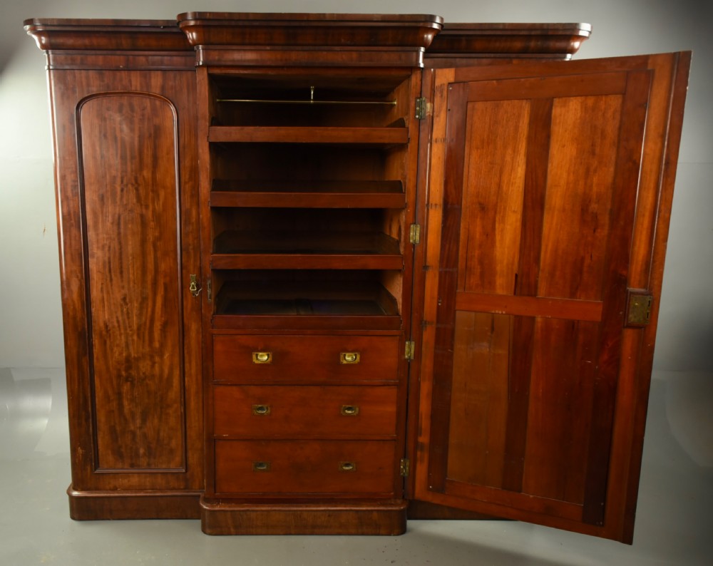 Victorian mahogany breakfront triple wardrobe compactom  View IV