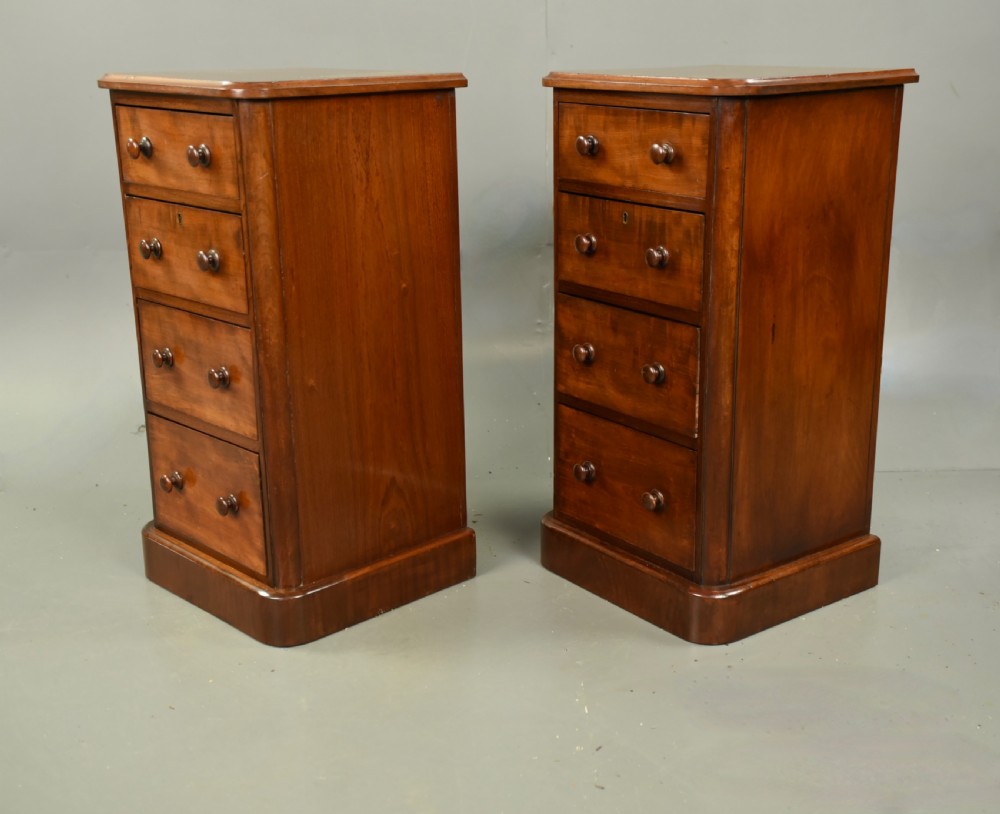 Pair of Victorian mahogany bedside chests of drawers  View II