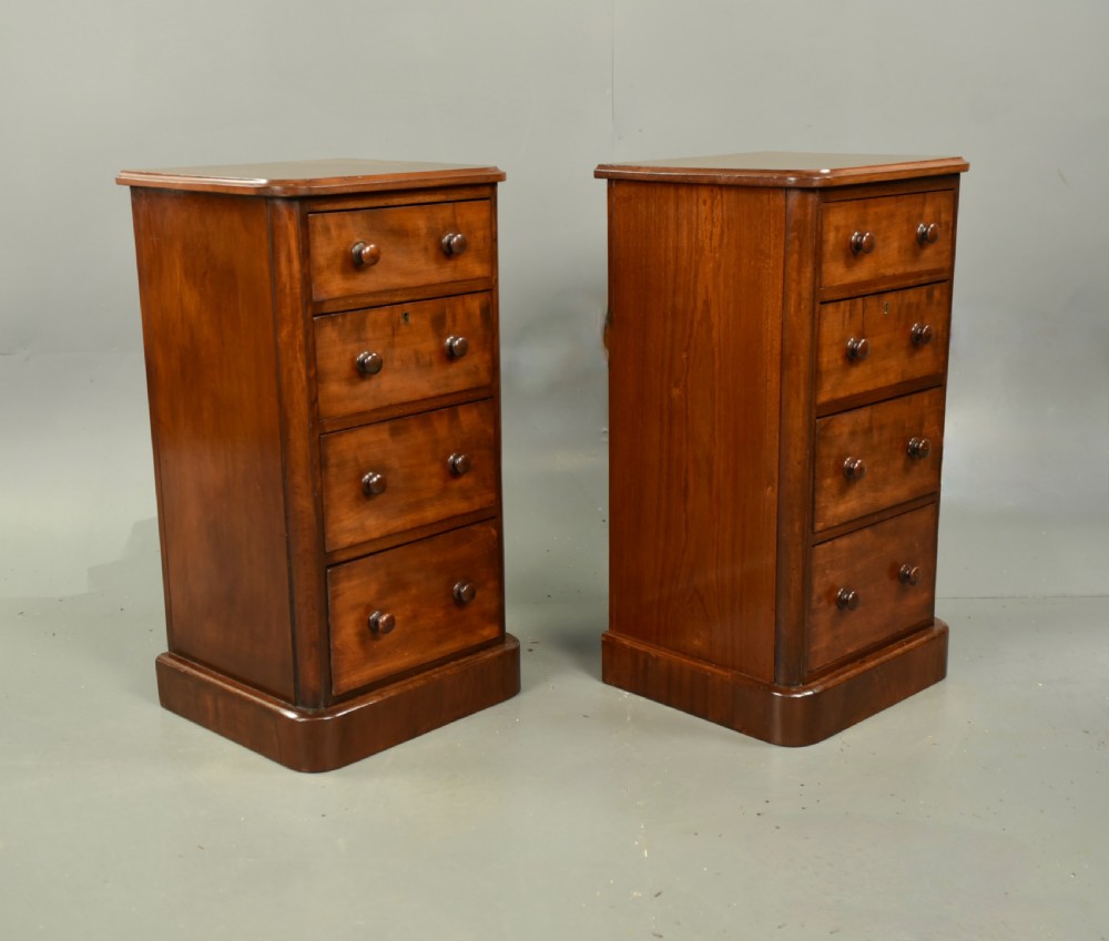Pair of Victorian mahogany bedside chests of drawers  View III
