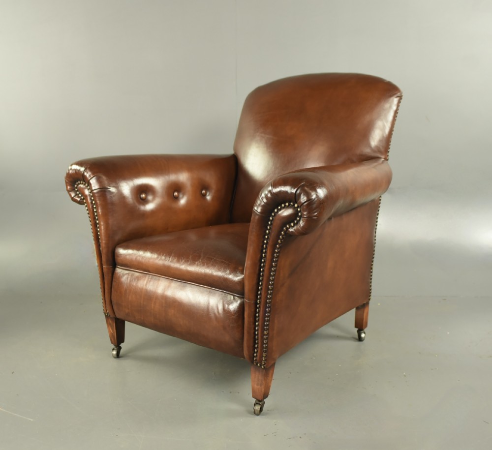 Pair of Victorian leather arm chairs  View II