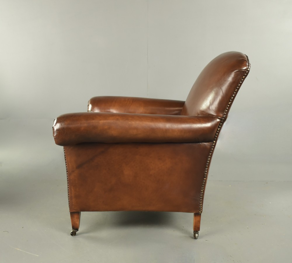 Pair of Victorian leather arm chairs  View III