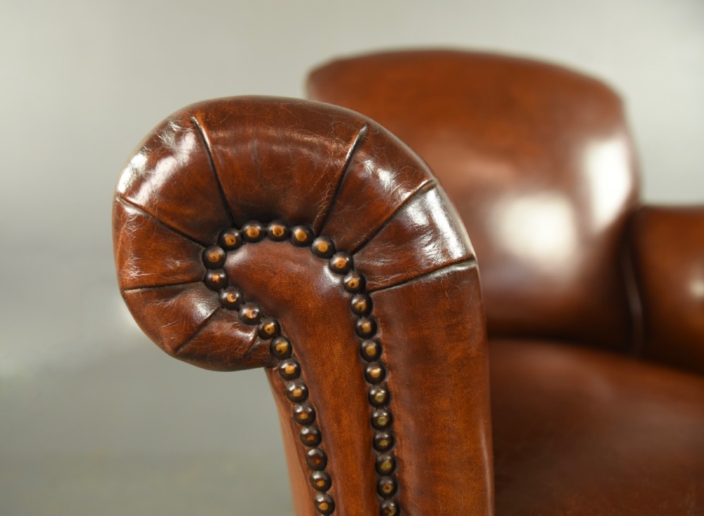 Pair of Victorian leather arm chairs  View VI