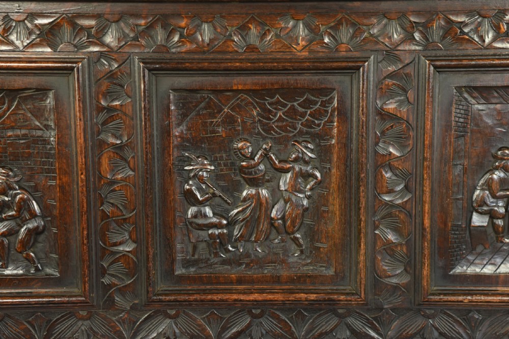 Antique carved oak settle  View VII