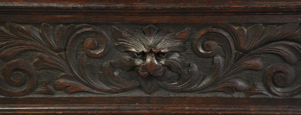 Antique carved oak settle  View IX