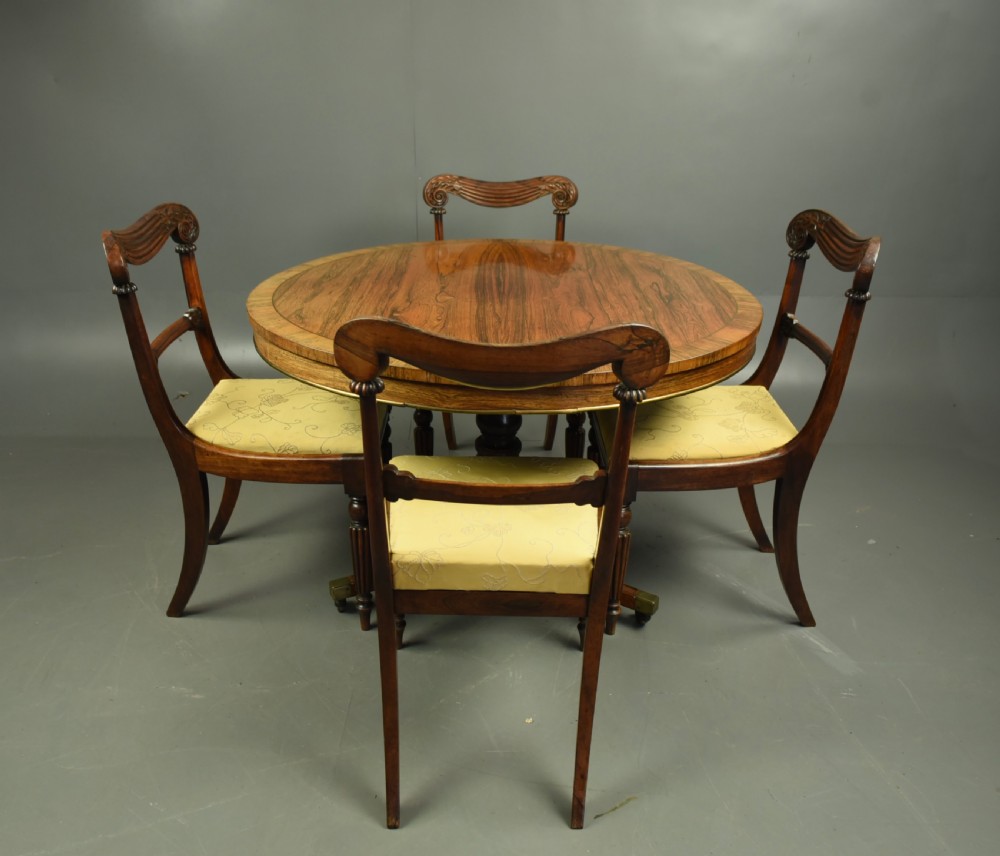 Regency Rosewood brass inlayed centre dining table  View VI