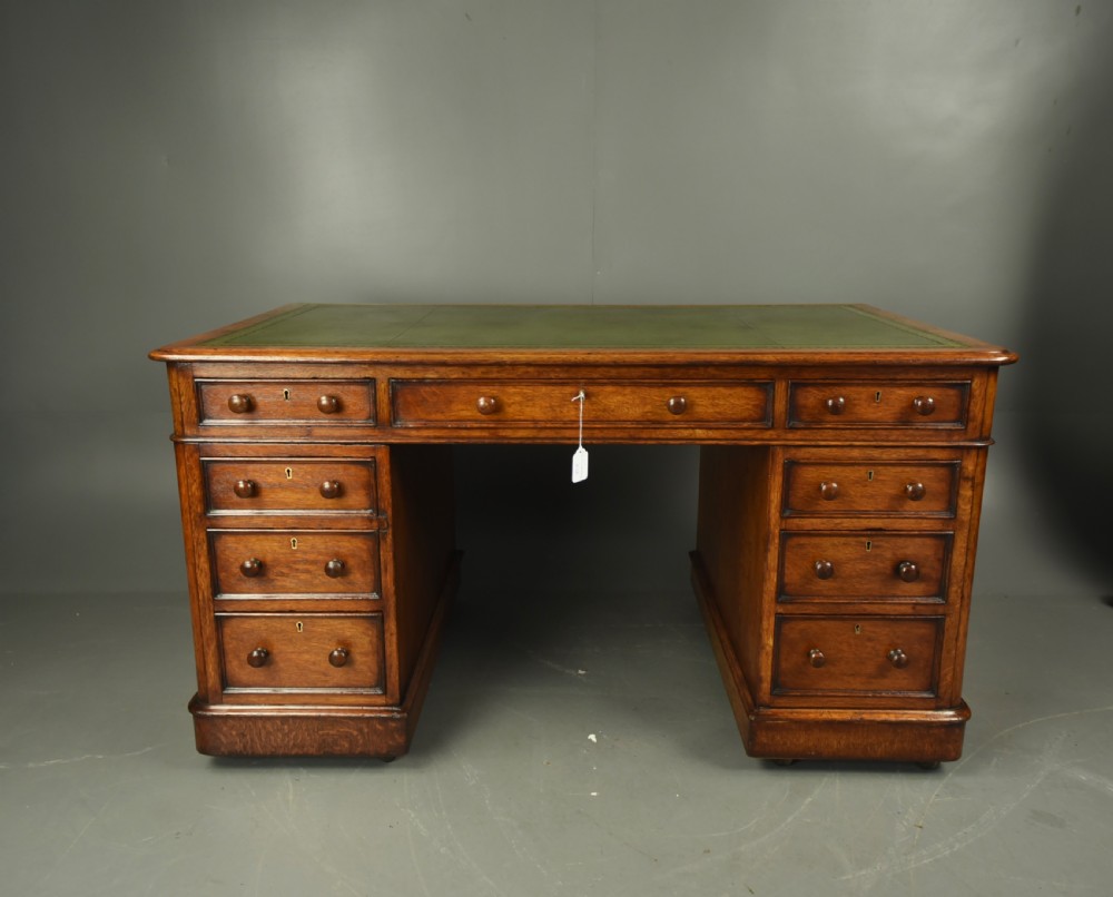 Victorian oak pedestal desk  View II