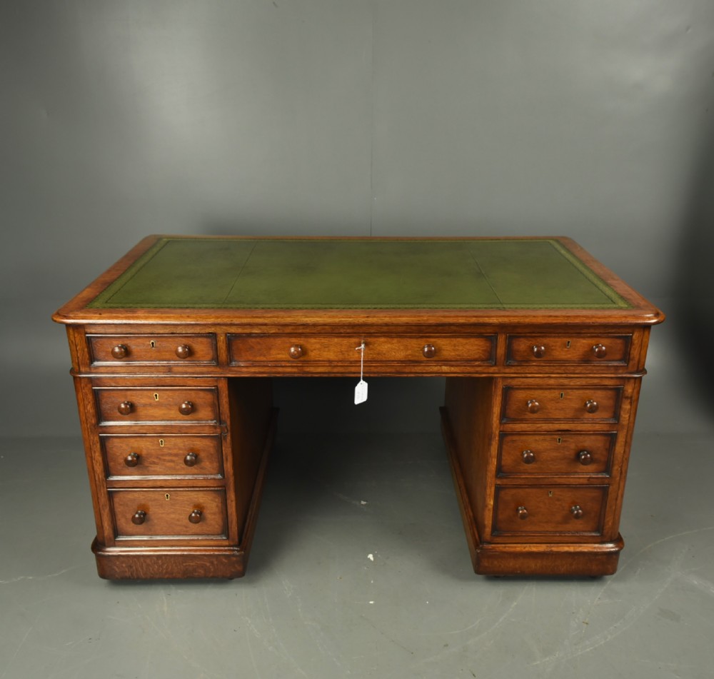 Victorian oak pedestal desk  View III