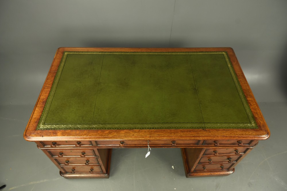 Victorian oak pedestal desk  View IV