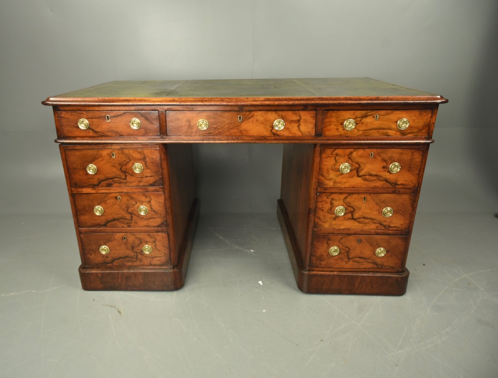 Victorian walnut pedestal desk 