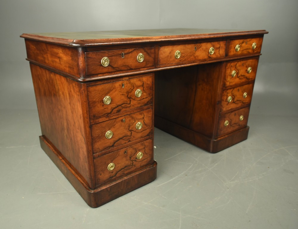 Victorian walnut pedestal desk  View IV