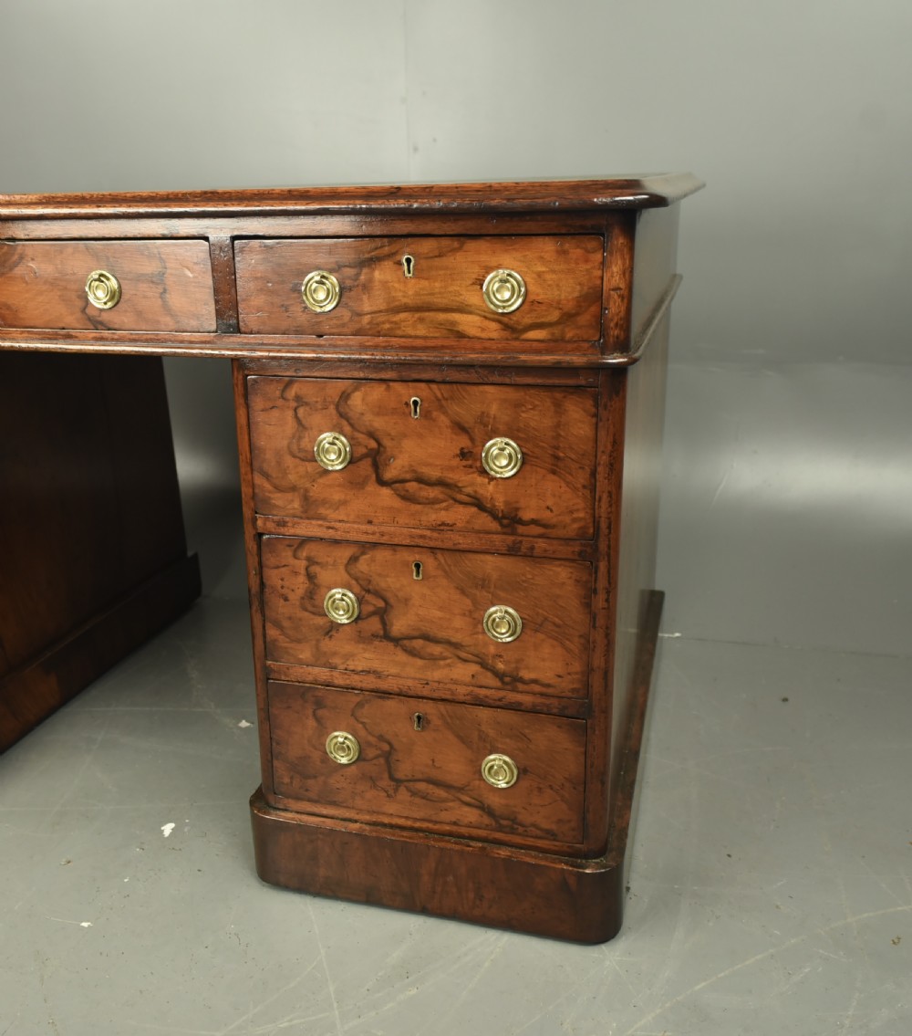 Victorian walnut pedestal desk  View V