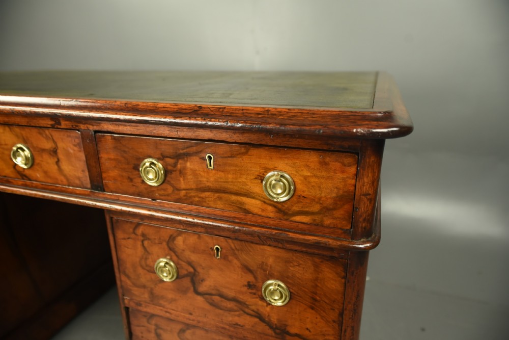 Victorian walnut pedestal desk  View VI
