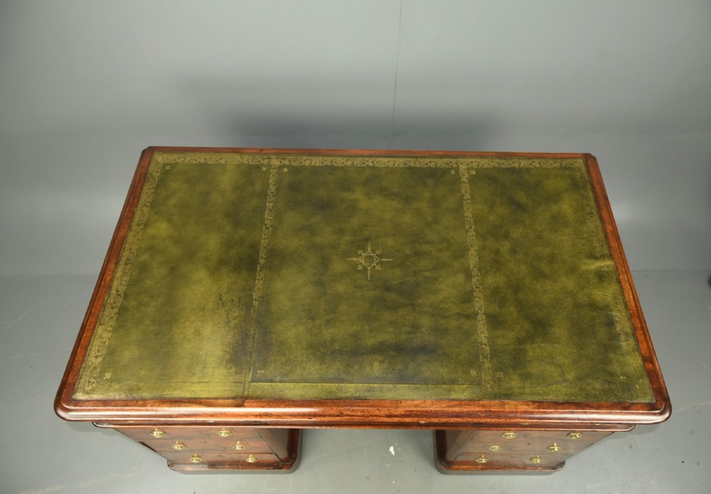 Victorian walnut pedestal desk  View VII