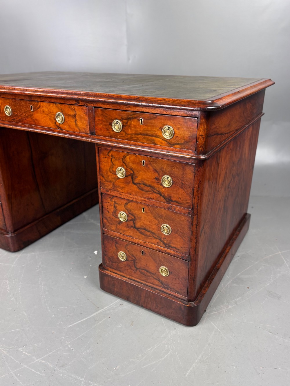 Victorian walnut pedestal desk  View VIII