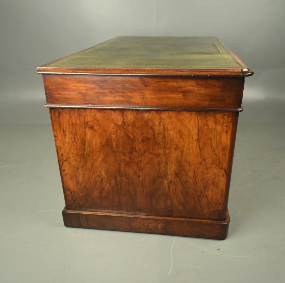 Victorian walnut pedestal desk  View X