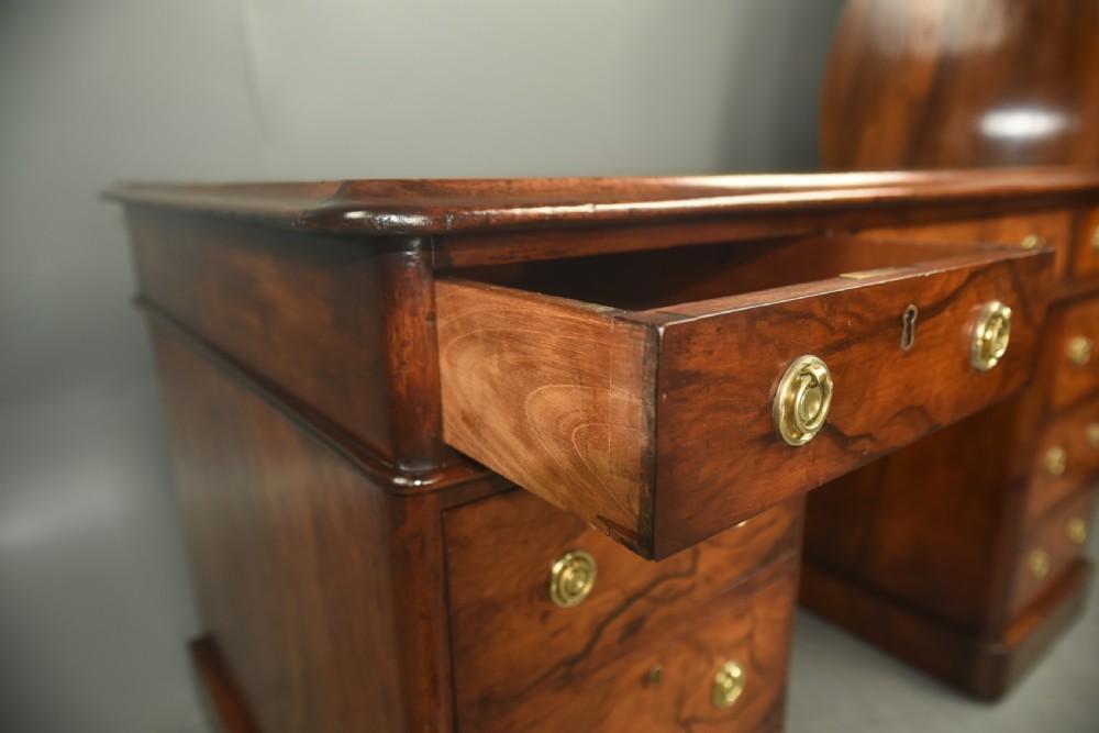 Victorian walnut pedestal desk  View XII