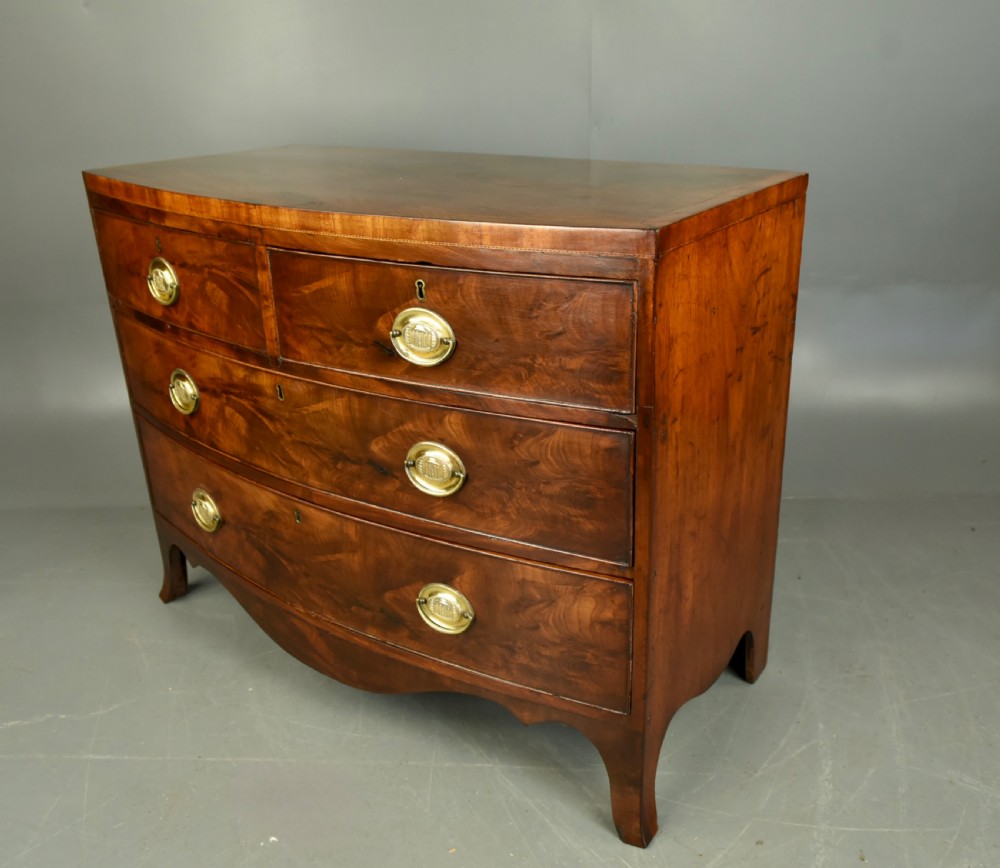 Georgian mahogany bow front chest of drawers  View II