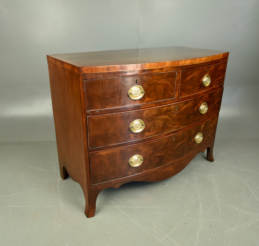 Georgian mahogany bow front chest of drawers  View III