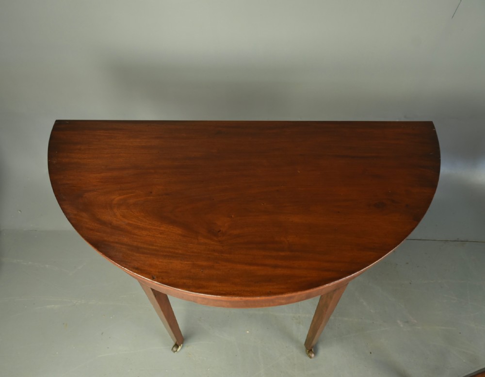 Pair of Georgian Demi lune console tables  View II
