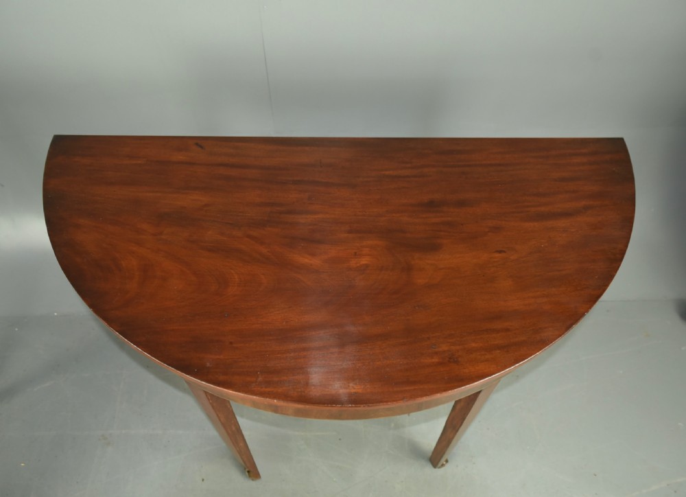 Pair of Georgian Demi lune console tables  View III