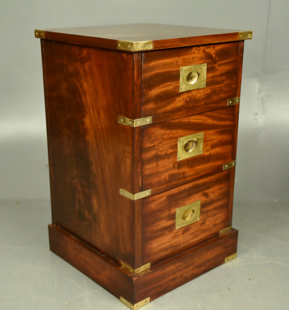 Pair of victorian mahogany campaign bedside chests of drawers  View IV