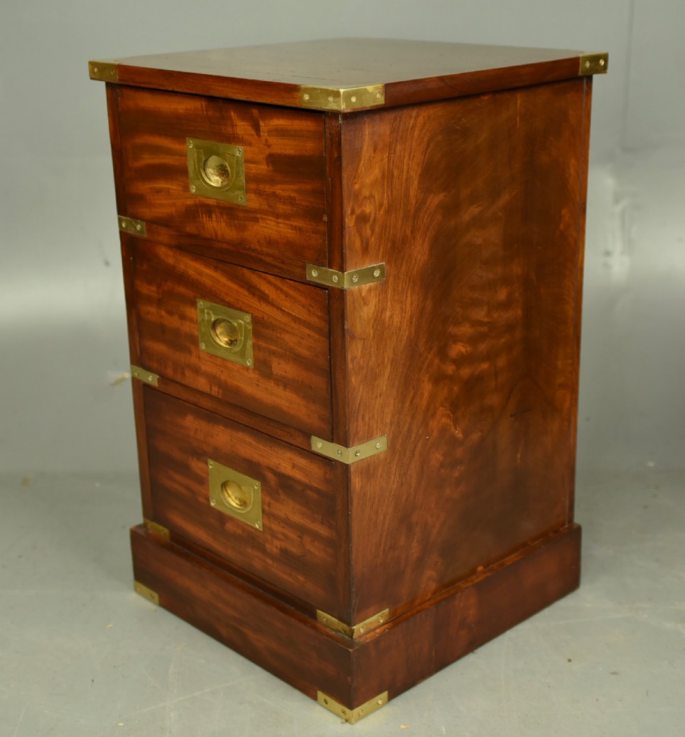 Pair of victorian mahogany campaign bedside chests of drawers  View V