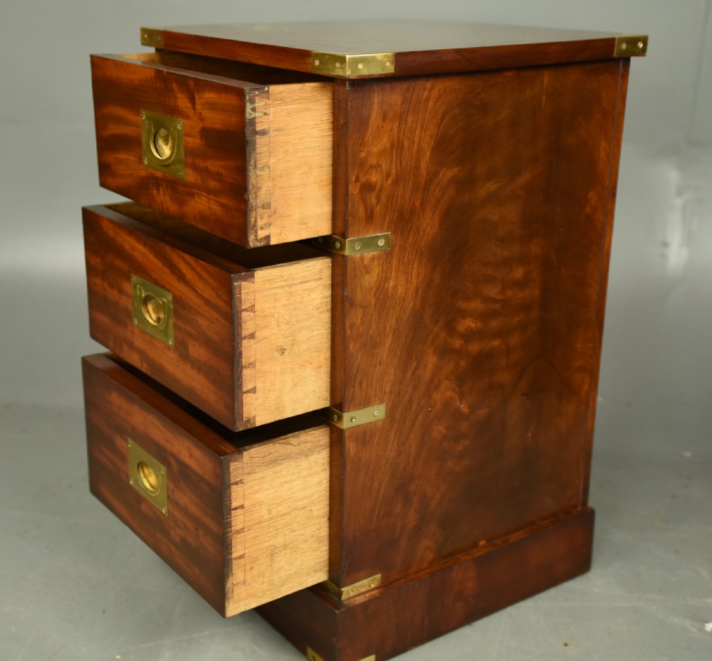 Pair of victorian mahogany campaign bedside chests of drawers  View VI