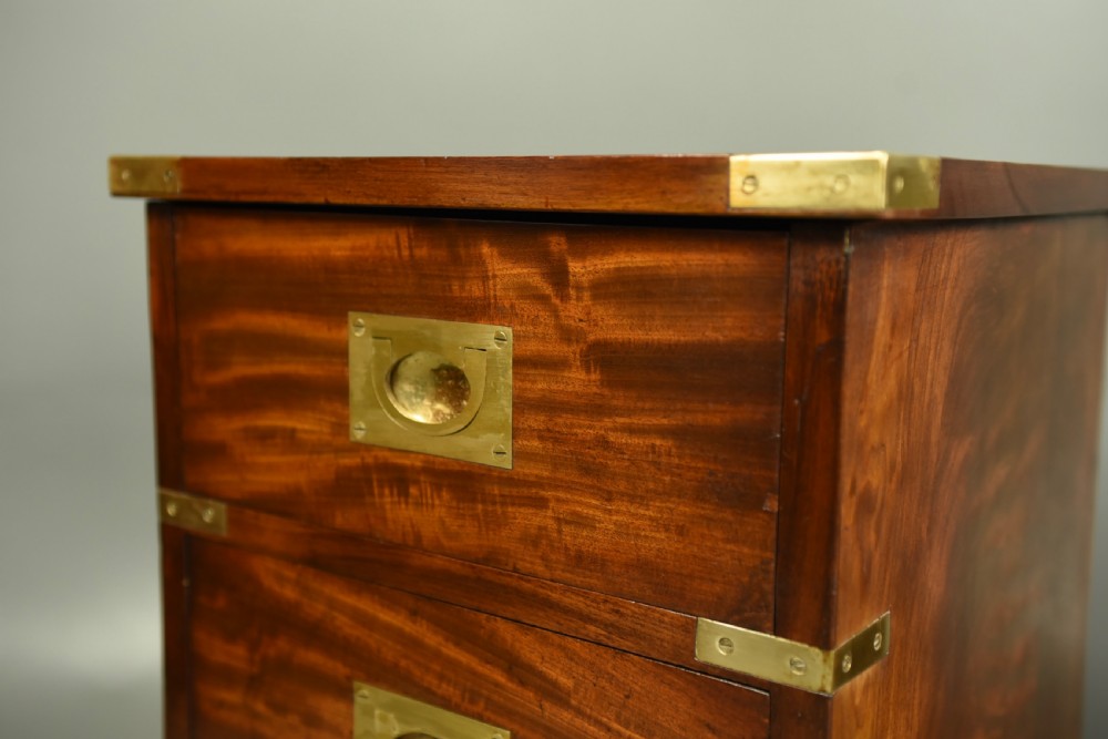 Pair of victorian mahogany campaign bedside chests of drawers  View VIII