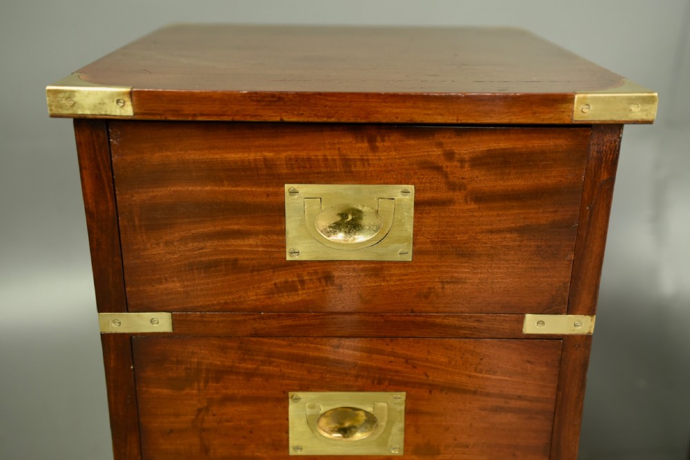 Pair of victorian mahogany campaign bedside chests of drawers  View IX