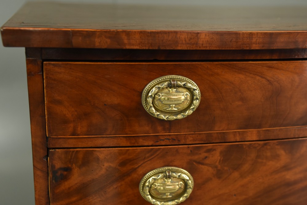 Small Georgian mahogany bow front chest of drawers  View V