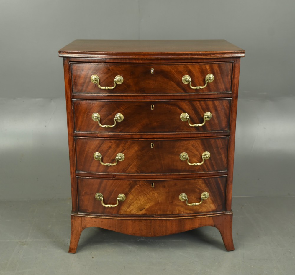 small Antique mahogany bow front chest of drawers 
