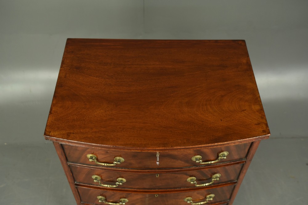 small Antique mahogany bow front chest of drawers  View IV