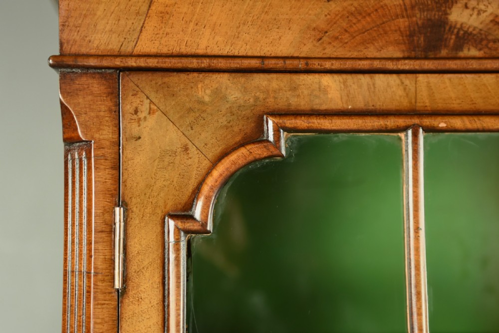 Walnut Queen Anne style serpentine bookcase View VII