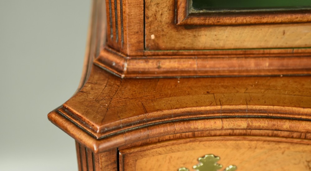 Walnut Queen Anne style serpentine bookcase View VIII