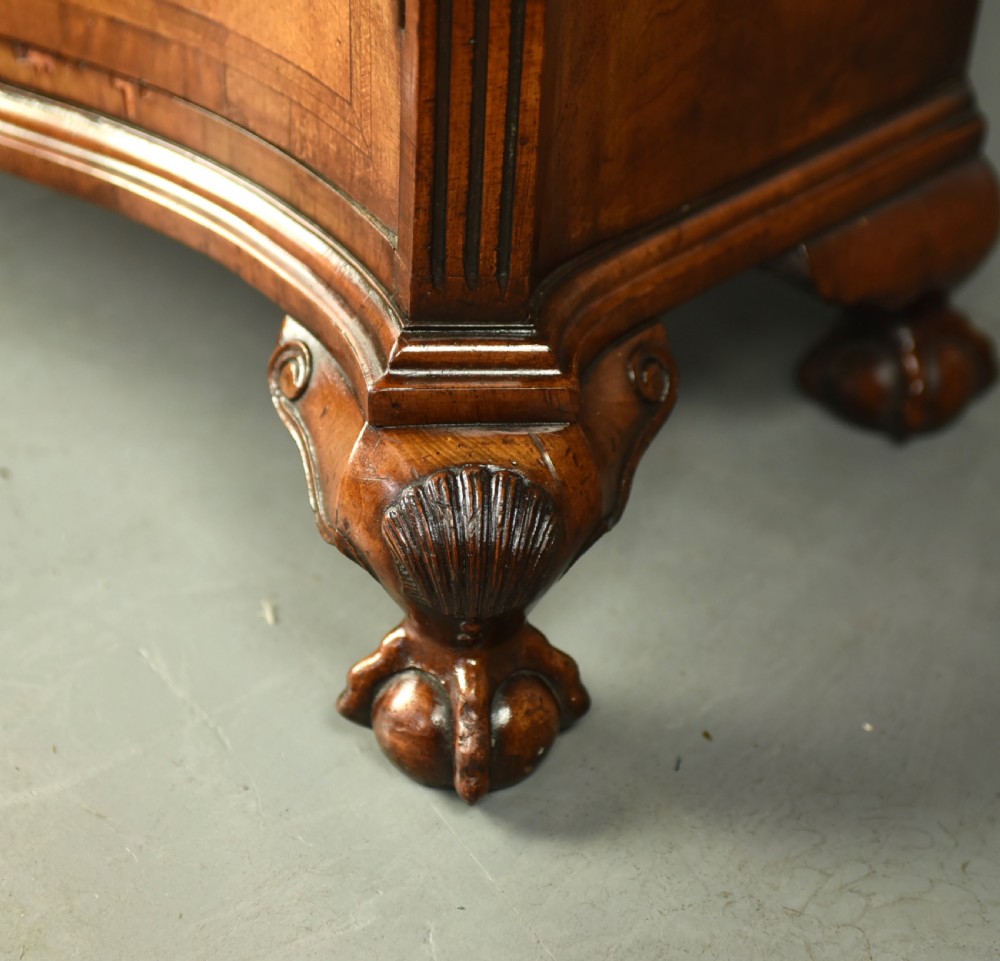 Walnut Queen Anne style serpentine bookcase View X