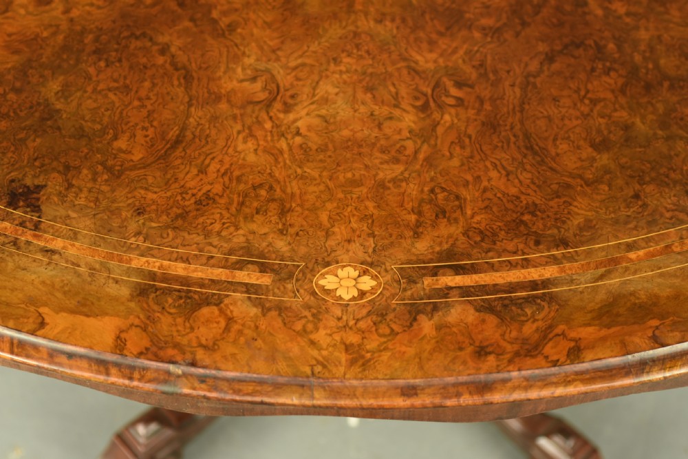 Victorian burr walnut inlaid dining table /centre table  View V